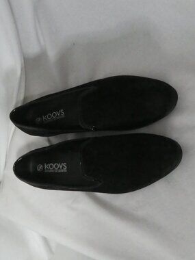KOOVS Men’s Black Faux Suede Slip On Loafers Shoes  - Size 9